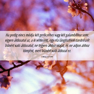 Picture 06 - 3 Mózes 5:11 KAR - Ha pedig nincs módja két gerliczéhez vagy két - Bible Verse Picture