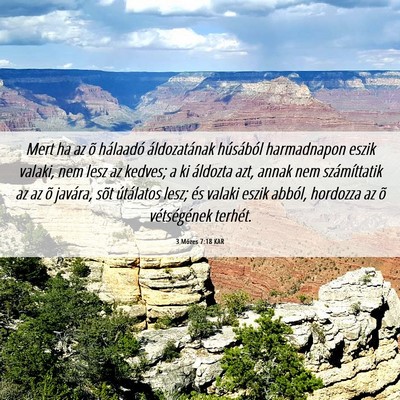 Picture 06 - 3 Mózes 7:18 KAR - Mert ha az õ hálaadó áldozatának húsából - Bible Verse Picture