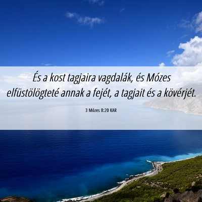Picture 06 - 3 Mózes 8:20 KAR - És a kost tagjaira vagdalák, és Mózes - Bible Verse Picture