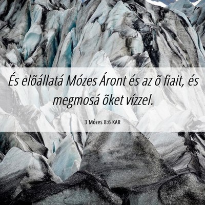Picture 06 - 3 Mózes 8:6 KAR - És elõállatá Mózes Áront és az õ fiait, - Bible Verse Picture