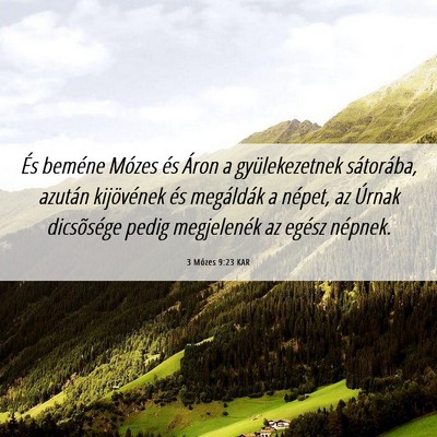 Picture 06 - 3 Mózes 9:23 KAR - És beméne Mózes és Áron a gyülekezetnek - Bible Verse Picture