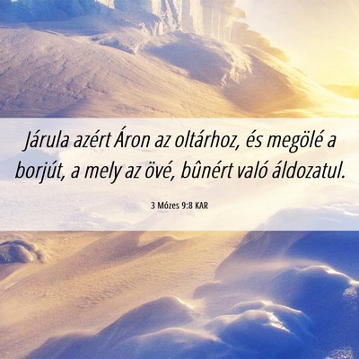 Picture 06 - 3 Mózes 9:8 KAR - Járula azért Áron az oltárhoz, és megölé a - Bible Verse Picture