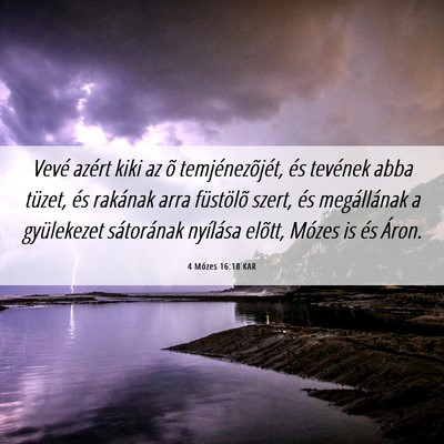 Picture 06 - 4 Mózes 16:18 KAR - Vevé azért kiki az õ temjénezõjét, és - Bible Verse Picture