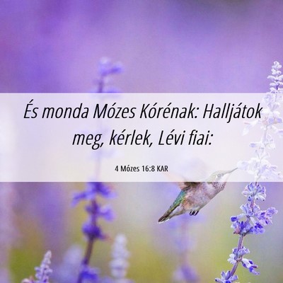 Picture 06 - 4 Mózes 16:8 KAR - És monda Mózes Kórénak: Halljátok meg, - Bible Verse Picture