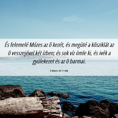 Picture 06 - 4 Mózes 20:11 KAR - És felemelé Mózes az õ kezét, és megüté a - Bible Verse Picture