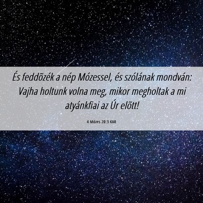 Picture 06 - 4 Mózes 20:3 KAR - És feddõzék a nép Mózessel, és szólának - Bible Verse Picture