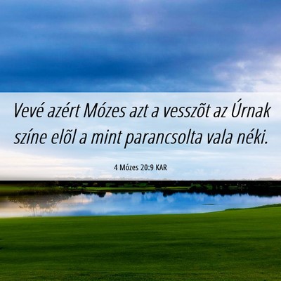 Picture 06 - 4 Mózes 20:9 KAR - Vevé azért Mózes azt a vesszõt az Úrnak - Bible Verse Picture