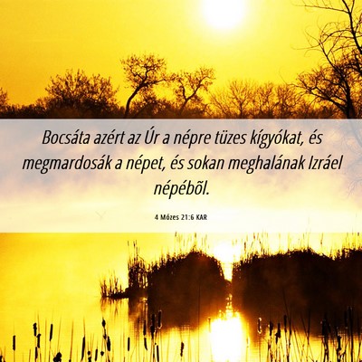 Picture 06 - 4 Mózes 21:6 KAR - Bocsáta azért az Úr a népre tüzes - Bible Verse Picture