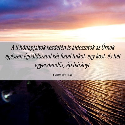 Picture 06 - 4 Mózes 28:11 KAR - A ti hónapjaitok kezdetén is áldozzatok az - Bible Verse Picture