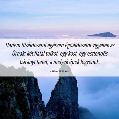 Picture 06 - 4 Mózes 28:19 KAR - Hanem tûzáldozatul egészen égõáldozatot - Bible Verse Picture