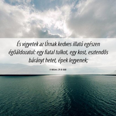 Picture 06 - 4 Mózes 29:8 KAR - És vigyetek az Úrnak kedves illatú egészen - Bible Verse Picture