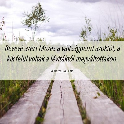 Picture 06 - 4 Mózes 3:49 KAR - Bevevé azért Mózes a váltságpénzt azoktól, - Bible Verse Picture
