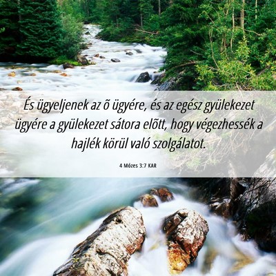 Picture 06 - 4 Mózes 3:7 KAR - És ügyeljenek az õ ügyére, és az egész - Bible Verse Picture