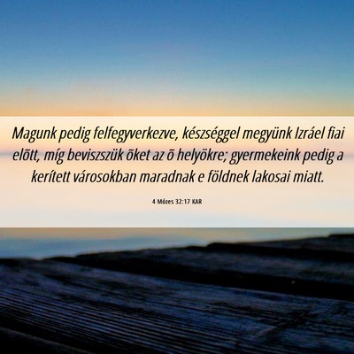 Picture 06 - 4 Mózes 32:17 KAR - Magunk pedig felfegyverkezve, készséggel - Bible Verse Picture