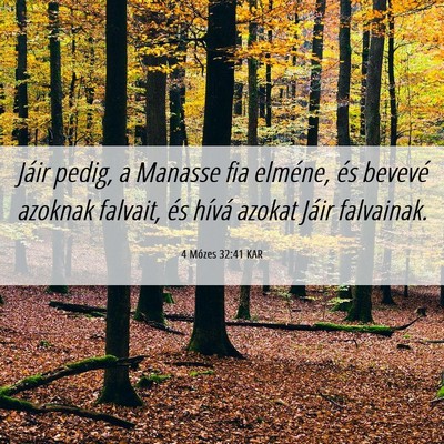 Picture 06 - 4 Mózes 32:41 KAR - Jáir pedig, a Manasse fia elméne, és bevevé - Bible Verse Picture