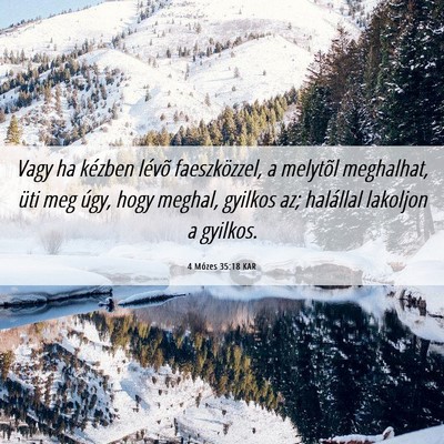 Picture 06 - 4 Mózes 35:18 KAR - Vagy ha kézben lévõ faeszközzel, a melytõl - Bible Verse Picture