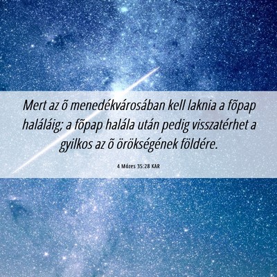 Picture 06 - 4 Mózes 35:28 KAR - Mert az õ menedékvárosában kell laknia a - Bible Verse Picture