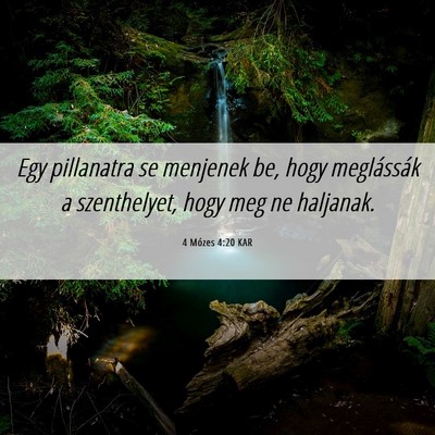 Picture 06 - 4 Mózes 4:20 KAR - Egy pillanatra se menjenek be, hogy meglássák a - Bible Verse Picture
