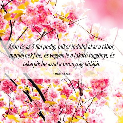 Picture 06 - 4 Mózes 4:5 KAR - Áron és az õ fiai pedig, mikor indulni akar a - Bible Verse Picture