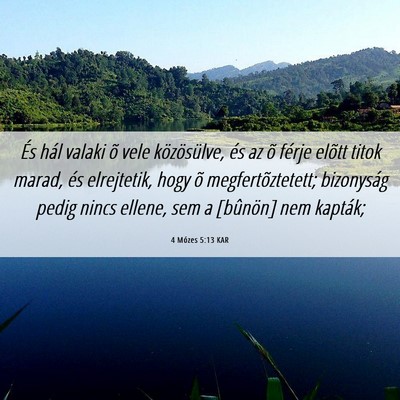 Picture 06 - 4 Mózes 5:13 KAR - És hál valaki õ vele közösülve, és az õ - Bible Verse Picture