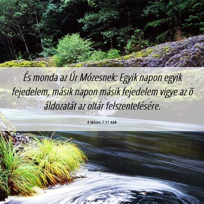 Picture 06 - 4 Mózes 7:11 KAR - És monda az Úr Mózesnek: Egyik napon egyik - Bible Verse Picture