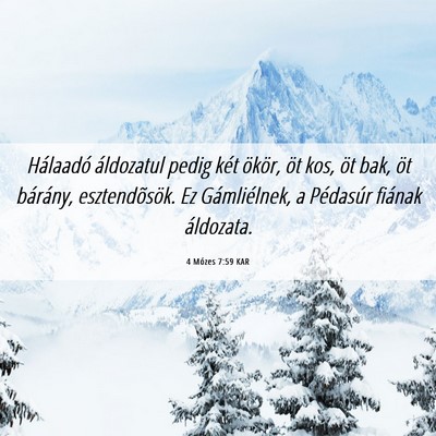 Picture 06 - 4 Mózes 7:59 KAR - Hálaadó áldozatul pedig két ökör, öt kos, - Bible Verse Picture