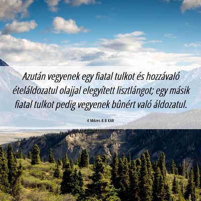 Picture 06 - 4 Mózes 8:8 KAR - Azután vegyenek egy fiatal tulkot és - Bible Verse Picture