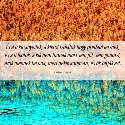 Picture 06 - 5 Mózes 1:39 KAR - És a ti kicsinyeitek, a kikrõl szólátok hogy - Bible Verse Picture