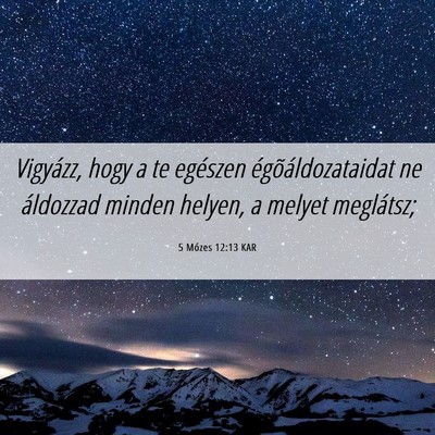 Picture 06 - 5 Mózes 12:13 KAR - Vigyázz, hogy a te egészen égõáldozataidat - Bible Verse Picture