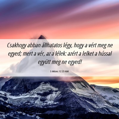 Picture 06 - 5 Mózes 12:23 KAR - Csakhogy abban állhatatos légy, hogy a vért - Bible Verse Picture