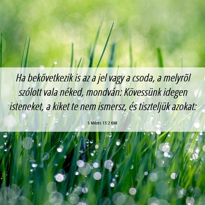 Picture 06 - 5 Mózes 13:2 KAR - Ha bekövetkezik is az a jel vagy a csoda, a - Bible Verse Picture