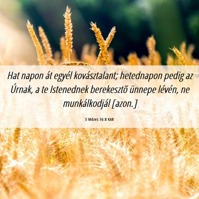 Picture 06 - 5 Mózes 16:8 KAR - Hat napon át egyél kovásztalant; hetednapon - Bible Verse Picture