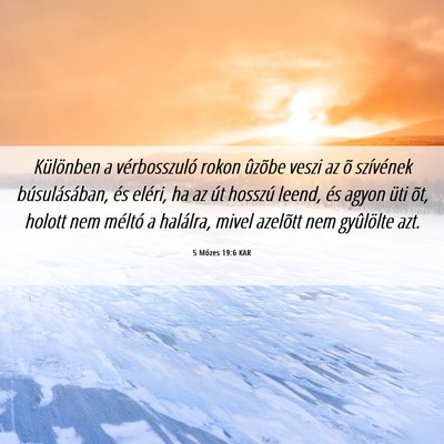 Picture 06 - 5 Mózes 19:6 KAR - Különben a vérbosszuló rokon ûzõbe veszi az - Bible Verse Picture