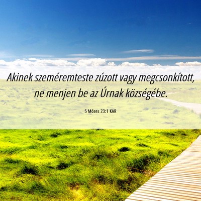 Picture 06 - 5 Mózes 23:1 KAR - Akinek szeméremteste zúzott vagy - Bible Verse Picture