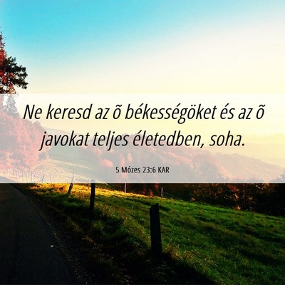 Picture 06 - 5 Mózes 23:6 KAR - Ne keresd az õ békességöket és az õ javokat - Bible Verse Picture