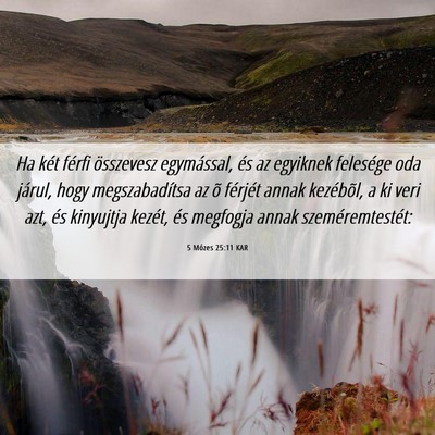 Picture 06 - 5 Mózes 25:11 KAR - Ha két férfi összevesz egymással, és az - Bible Verse Picture