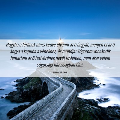 Picture 06 - 5 Mózes 25:7 KAR - Hogyha a férfinak nincs kedve elvenni az õ - Bible Verse Picture