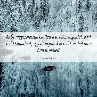 Picture 06 - 5 Mózes 28:7 KAR - Az Úr megszalasztja elõtted a te - Bible Verse Picture