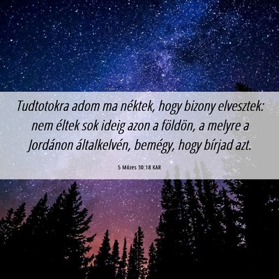 Picture 06 - 5 Mózes 30:18 KAR - Tudtotokra adom ma néktek, hogy bizony - Bible Verse Picture