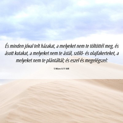Picture 06 - 5 Mózes 6:11 KAR - És minden jóval telt házakat, a melyeket nem - Bible Verse Picture
