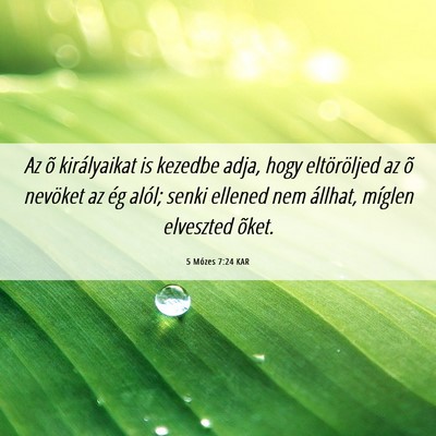Picture 06 - 5 Mózes 7:24 KAR - Az õ királyaikat is kezedbe adja, hogy - Bible Verse Picture