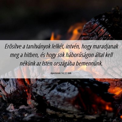Picture 06 - Apostolok 14:22 KAR - Erõsítve a tanítványok lelkét, intvén, hogy - Bible Verse Picture