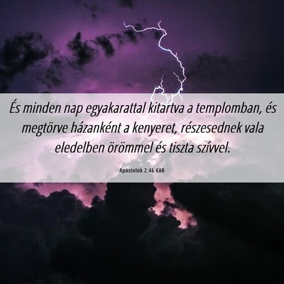Picture 06 - Apostolok 2:46 KAR - És minden nap egyakarattal kitartva a - Bible Verse Picture