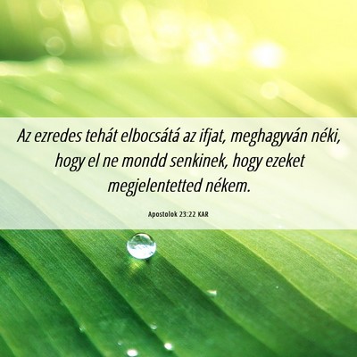 Picture 06 - Apostolok 23:22 KAR - Az ezredes tehát elbocsátá az ifjat, - Bible Verse Picture