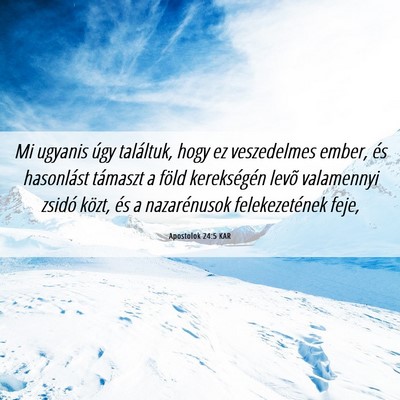 Picture 06 - Apostolok 24:5 KAR - Mi ugyanis úgy találtuk, hogy ez veszedelmes - Bible Verse Picture