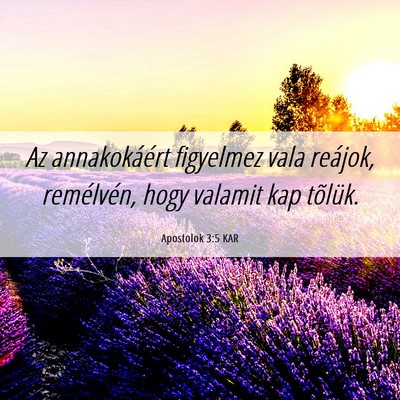 Picture 06 - Apostolok 3:5 KAR - Az annakokáért figyelmez vala reájok, - Bible Verse Picture