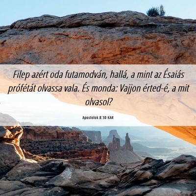 Picture 06 - Apostolok 8:30 KAR - Filep azért oda futamodván, hallá, a mint az - Bible Verse Picture