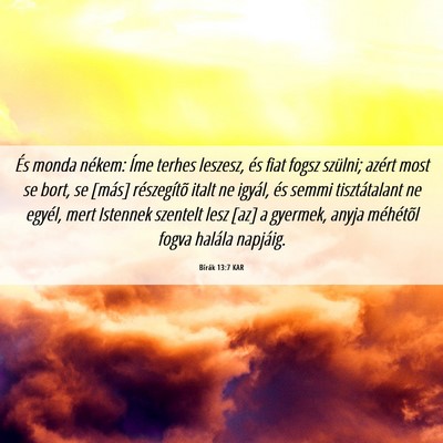 Picture 06 - Bírák 13:7 KAR - És monda nékem: Íme terhes leszesz, és fiat - Bible Verse Picture