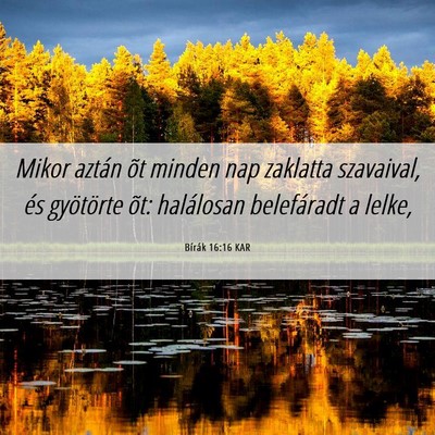 Picture 06 - Bírák 16:16 KAR - Mikor aztán õt minden nap zaklatta szavaival, - Bible Verse Picture