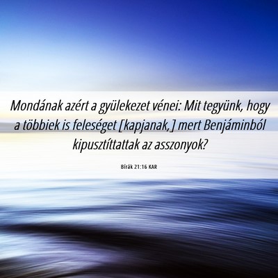 Picture 06 - Bírák 21:16 KAR - Mondának azért a gyülekezet vénei: Mit - Bible Verse Picture
